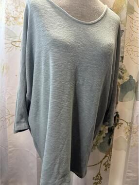 Light Blue minty green  Long Sleeve Loose Fit Top